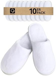 QatmMkt 10Pcs Unisex Disposable Slippers for Guests, SPA Cotton Slippers, Hotel Bath Slippers Disposable, Travel Bulk Guest House Slippers for Shoeless Home, Travel, Hotel or Commercial Use (White)
