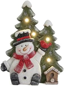 Christmas Snowman Decor with Led Lights,Snowman Statues and Figurines for Indoor Christmas Decorations,Winter Holiday Xmas gifts for Women,Xmas Statues with Timer for home Office Table Shelf Fireplace