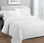 Fancy Collection Luxury Bedspread Coverlet Embossed Bed Cover Solid White New Over Size 118"x106" King/California King