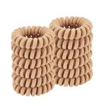 Spiral Hair Ties (Cloth Beige,12 Pcs), Coil Hair Ties for Thick Hair, Ponytail Holder Hair Ties for Women, No Crease Hair Ties, Phone Cord Hair Ties for all Hair Types with Plastic Spiral