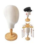 Chadwick Canvas Wig Head Stand with Detachable Wood Stand - Great for Hats, Caps Display and Wig Making, 21Inch Mannequin Head Block, Dome Model Head, Helmet Jewelry Glasses Headband Display