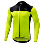 Dooy Men's Cycling Jersey Winter Thermal Long Sleeves Bike Jersey Breathable Softshell Jacket with Full Zipper and Rear Pockets(Yellow,3XL)