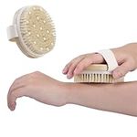 H&S Bamboo Body Dry Brush - Exfoliating Dry Brushing Body Brush - Exfoliator Brusher for Skin - Soft & Hard Bristles Massage - Use on Skin Face Facial - Scrub for Women and Men