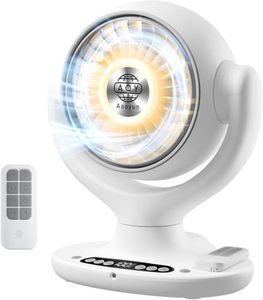 Aaoyun Cordless Desk Fan, 12000mAh Rechargeable Air Circulator with Remote, 3D Oscillating Table Fan, 8 Speeds Quiet DC Motor, 4-Level LED Light, Portable for Bedroom, Home, Office (D4)