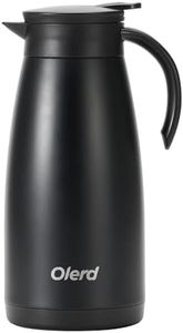 Olerd 1.5L Insulated Jug, Thermal Coffee Pot, Stainless Steel Tea Pot, Double-Walled Vacuum Carafe Jug for Coffee Tea, Water, Drink (Black)
