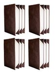 NJ Restaurant Leather Menu Covers Holders 9x12" Inches, 4 panel 6 view folder, Menu Presenters for Restaurants with Photo Album-Style Corners, Menu Folder: 4 Pcs. Brown