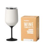 Huski Wine Tumbler 2.0 | New | Premium Stainless Steel Wine Glass with Lid | Go Stemmed or Stemless with Detachable Stem | Triple Insulated Tumbler | 355ml Capacity | Great Gift (White)