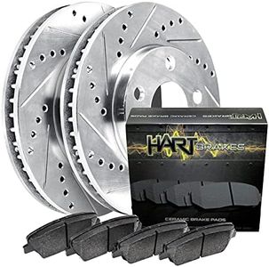 Hart Brakes Rear Brakes and Rotors Kit |Rear Brake Pads| Brake Rotors and Pads| Ceramic Brake Pads and Rotors |fits 2005-2014 Ford Mustang