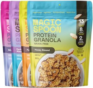 Magic Spoon Protein Granola - High Protein Granola, Keto Friendly, Low Sugar, Grain Free, Healthy Breakfast or Quick Snack (1 bag of each: Honey Almond, Dark Chocolate Almond, Peanut Butter, Mixed Berry)