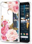 GREATRULY Floral Clear Case for Pixel 2 XL for Women/Girls,Pretty Phone Case for Google Pixel 2 XL (2017),Flower Design Transparent Slim Soft TPU Shock Absorption Bumper Cushion Silicone Cover Shell,FL-K