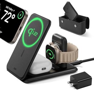 ESR Qi2 3 in 1 Charging Station for Apple, [Certified] Apple Watch Charger & Qi2 15W MagSafe Charger Stand, Travel Charger for iPhone 16/15/14/13/12 Series, Watch & AirPods, Black (Bag Included)