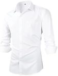 Beninos Mens Slim Fit Solid Point Collar Button Down Dress Shirt (CD01 White, M)