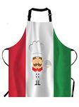 Moslion Cartoon Chef Apron,Cute Chef Over Italian Flag Apron,Adjustable Neck Bib Apron for Men Women,Suitable for Kitchen Cooking Waitress Chef Apron