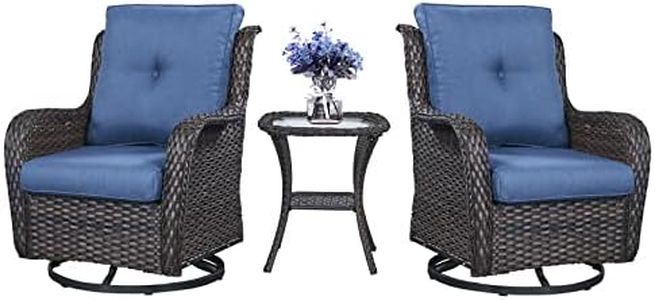 Patio Furniture Set Swivel Rcoker - 3 Pieces Outdoor Glider Rocking Chairs with Small Side Table, Wicker Chair Sets for Porch, Balcony and Garden