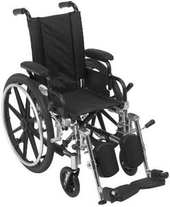 Viper Wheelchair with Flip Back Removable Arms, Desk Arms, Elevating Leg Rests, 12" Seat