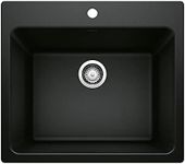 BLANCO LIVEN SILGRANIT Drop-In or Undermount Utility Laundry Sink, 25x22x12 Coal Black