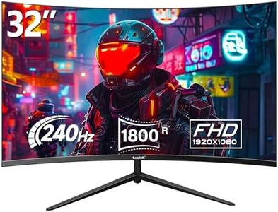 Gawfolk 32 Inch Curved Gaming Monitor 240Hz, 1800R PC Monitor Full HD 1080P, Frameless Computer Dispaly with Freesync and Eye Care Technology, Wall Mountable