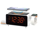 Dual Wireless Charging Alarm Clock Radio with Bluetooth Speaker, FM Radio,Two USB Port,Dual Alarm, Snooze, Night Light, Auto & Manual Dimmer Control, 1.4" Orange Display iTOMA CKS209