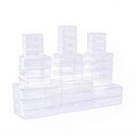 LJY 28 Pieces Mixed Sizes Rectangular Empty Mini Clear Plastic Storage Containers with Lids for Small Items and Other Craft Projects