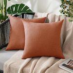 MIULEE Fall Pack of 2 Decorative Outdoor Solid Waterproof Throw Pillow Covers Polyester Linen Garden Farmhouse Cushion Cases for Patio Tent Balcony Couch Sofa 18x18 inch Rust