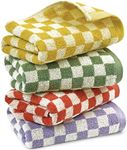 4 Pcs Hand Towels for Bathroom, 13 x 29 Inches, 4 Colors Cotton Face Towels Soft Absorbent for Spa Bath Gym Kitchen, Fall Hand Towels Decorative Checkerboard