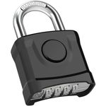 Large Heavy Duty Combination Padlock, [8mm Thick] Diyife 54mm Locker Lock, 4 Digit Weatherproof Padlock, [One-Click Open] Combination Lock for Gym, Outdoor, School，Shed, Fence,Gate, Cabinet （Black）