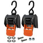 CargoBuckle G3 2-Inch Retractable Ratchet Tie-Down System - Heavy Duty Straps with Single S-Hook, 3,500 lbs Break Strength, 2-Pack, F18800EC