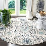 SAFAVIEH Madison Collection Area Rug - 6'7" Round, Cream & Light Grey, Boho Chic Glam Paisley Design, Non-Shedding & Easy Care, Ideal for High Traffic Areas in Living Room, Bedroom (MAD600C)