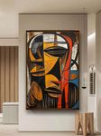 Artsense Wood African Abstract Painting For Wall Decoration Abstract Wall Painting For Living Room Big Size Painting With Frame-Multicolor -20X30 Inches/(50X71Cm) (African Abstract)