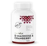 Plantvital D-Mannose Capsules, 1000mg Cranberry Pills for Womens' UTI Treatment - D-Mannose for Bladder Support - Cranberry Supplement - 2 Months Supply -120 Capsules