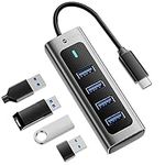 USB C Hub 4-Port, SETMSPACE USB 3.0 Hub, Multi Port High Speed 5Gbps, Lightweight Aluminium Alloy, Extension for Data Transfer, Expander for Laptop, PC, NoteBook, MacBook