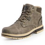 CC-Los Men's Winter Snow Boots with Sherpa Fleece Lining Waterproof Slip-Resistant Insulated Grey Size 9-9.5