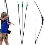 115cm Bow Archery Set, 6 Fibreglass Arrows, Quiver, Arm Guard, 2 Targets