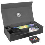 Card Deck Box,X-Large Premium Card Game Deck Storage Box Fits 5 Decks Card Box with Mat Case and Removable Compartment,Card Deck Case Compatible with MTG/TCG/Yugioh/Magic/Commander(Black＆Gray)