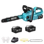 SEESII Electric Chainsaw Cordless 12-inch, Handheld Chain Saws with 2 x 4.0Ah Batteries, Tree Saw with Tool-Free Chain Tension, Auto Oiling for Wood Cutting Trimming Branch