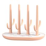 Bottle Drying Rack Anti-Bacterial Drying Rack with Detachable Drip Tray for Clean, Tidy Drying Bottle Stand Drying Rack for Bottles and Accessories Portable (Pink)