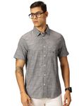 Thomas Scott Mens 100% Cotton Half Sleeves Striped Casual Shirt (TS1515_Grey, XL)