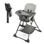 Kinderkraft FOLDEE Highchair, Baby Chair, Ergonomic, Comfortable, Reclining, Foldable, Detachable Double Tray, for Toddler, from 6 Month to 3 Years, Gray