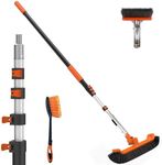 SISIUPASSIE Pool Brush Kit with Pole, Upgrade 18" Pool Brush and High-Efficiency Stainless Steel Bristles Brush with Telescopic Pole for Cleaning Pool Walls, Curved Ends, Tiles & Floors, 16 FT