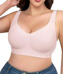 SHAPERX Bras for Women No Underwire Seamless Oversized Everyday Bra Comfort Wireless Padded Soft Support Bralette, SZ8026-Pink-2XL-Plus