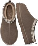 Litfun Genuine Suede Slippers for Women Fuzzy Memory Foam House Shoes Winter Warm Mini Boots Indoor and Outdoor, Mocha 43