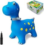 HotMax Bouncy Horse, Dinosaur Hopper Toys for Kids, Inflatable Ride on Bouncy Animals Toys for Toddlers, Jumping Horse for Baby Birthday Gift for Boy or Girl 18 Months 2-4 Year Old (Blue)