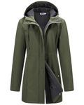 Outdoor Ventures Softshell Jacket Ladies Rain Jacket Functional Lightweight Rain Coat Windbreaker Waterproof Hiking Jacket Breathable Outdoor Jacket with Hood for Spring Fall Winte Olive Green M