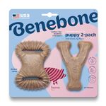 Benebone Puppy Tiny 2-Pack Indestructible Dental Chew/Wishbone for Aggressive Chewers, Long Lasting Teething Boredom Breaker for Puppies, Real Bacon Flavour, For XS Dogs, Made in the USA