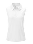 YSENTO Women's Sleeveless Golf Apparel Shirts Clothes Outfits Collared 1/4 Zip Tank Tops Quick Dry Tennis Polo Shirts White M