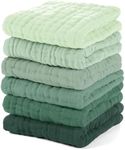 Unnivoll Muslin Baby Washcloths 6 Pack, 100% Cotton Wash Cloths for Babies, Large 12''X12'' Burp Cloths Absorbent and Soft for Newborn Infants Kids Boys Girls - Gradient Green