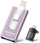 SCICNCE 512GB Photo Stick for Phone, 4 in 1 USB Photo Memory Stick Flash Drives with USB C Adapter External Storage Drive for iPhone iPad Android Phone Computer (Light Purple)