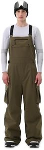 HIGH EXPERIENCE Men Ski Bib 3L Snowboard Baggy Pants Snow Overalls Waterproof Windproof Insulate Warm Winter (Army Green, X-Large)