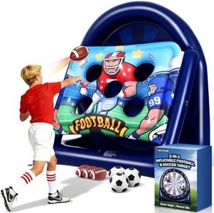 6FT Giant Inflatable Football Toss & Soccer Dart Board, 2-Sided Yard Game