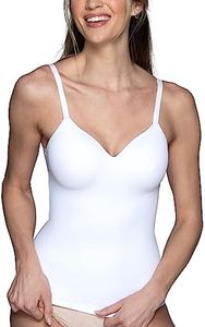 Vanity Fair Women's Shaping Cami with Built in Bra, Tummy Control Shapewear Camisole Tops for Women, Star White